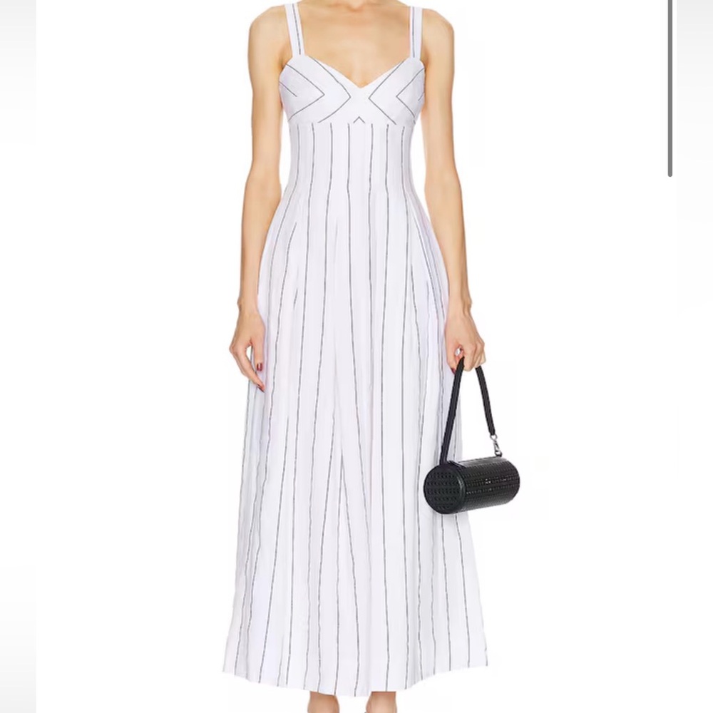 NICHOLAS Selene Seamed Cami Midi Dress in Milk & Black